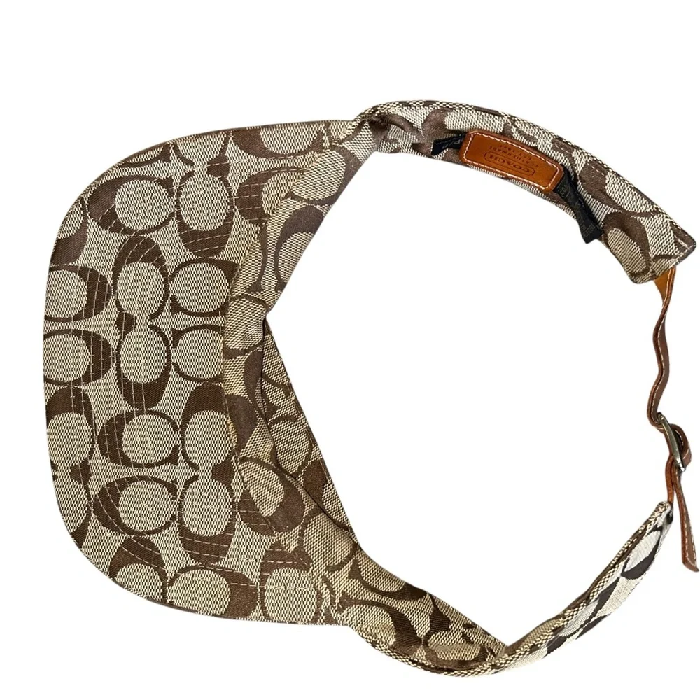 Coach Tan and Brown Vintage y2k Signature C Visor Hat - Picture 6 of 9